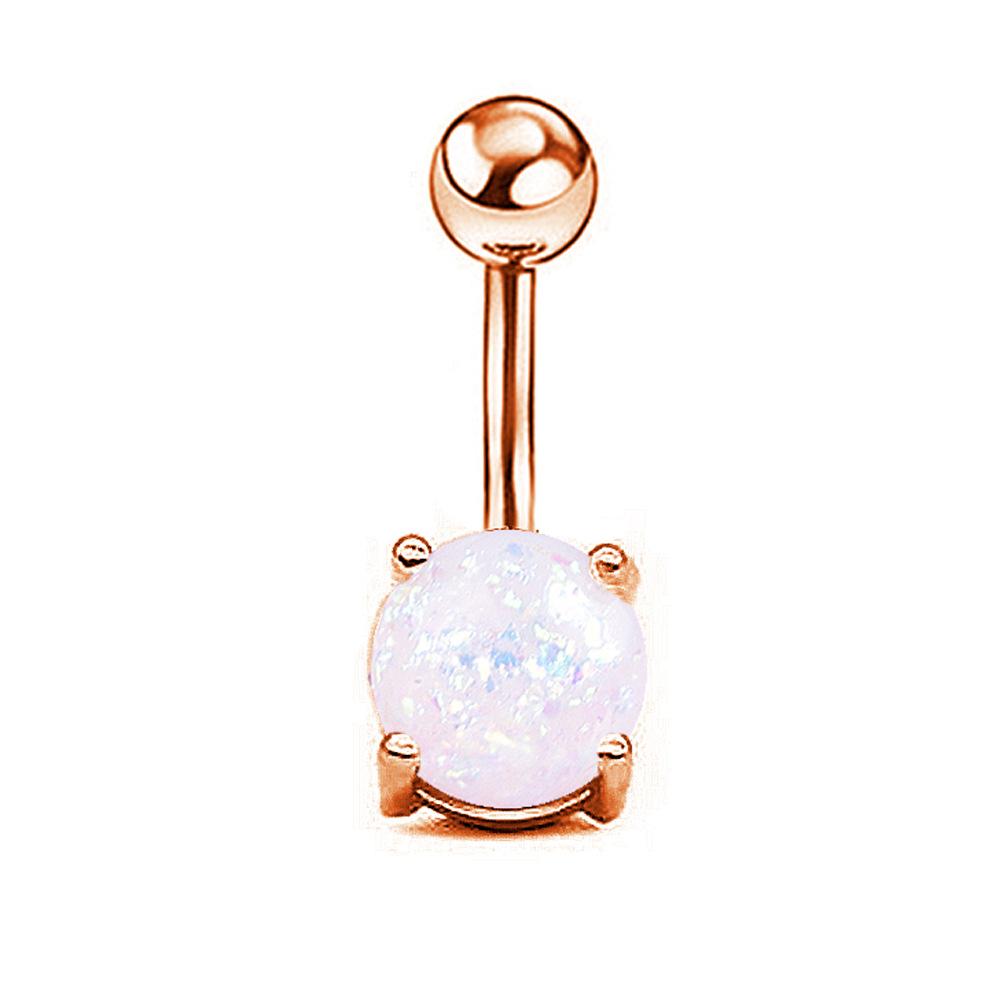 New Products In Europe And America New Imitation Opal Navel Ring Silver Rose Gold Navel Nail
