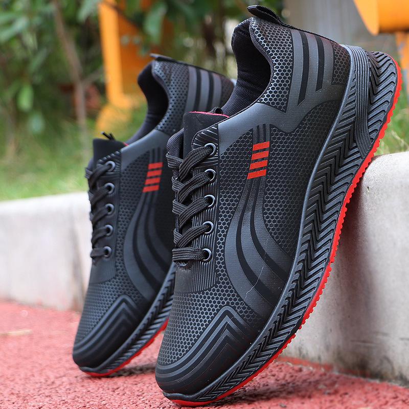 Весенне-летняя нескользящая маслостойкая мужская кожаная верхняя обувь, черные водонепроницаемые кроссовки, повседневная обувь на мягкой подошве