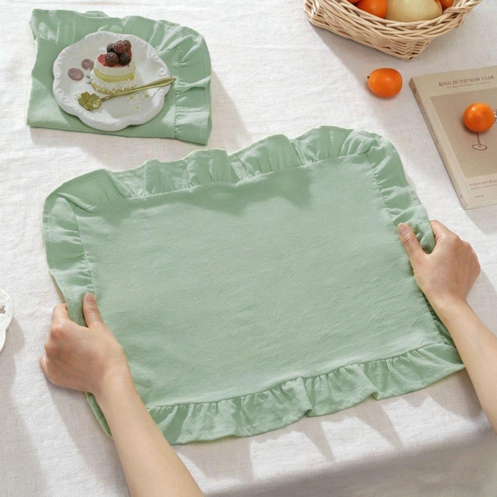 Cotton Afternoon Tea Tableware Mat French-style Table Napkin Ruffled Edge Place Mat  Photography