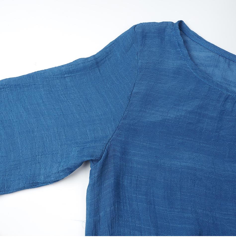 Хлопковая мягкая однотонная блузка, летняя свободная рубашка больших размеров, женские топы и блузки с круглым вырезом и длинными рукавами, аномалистическая повседневная женская туника