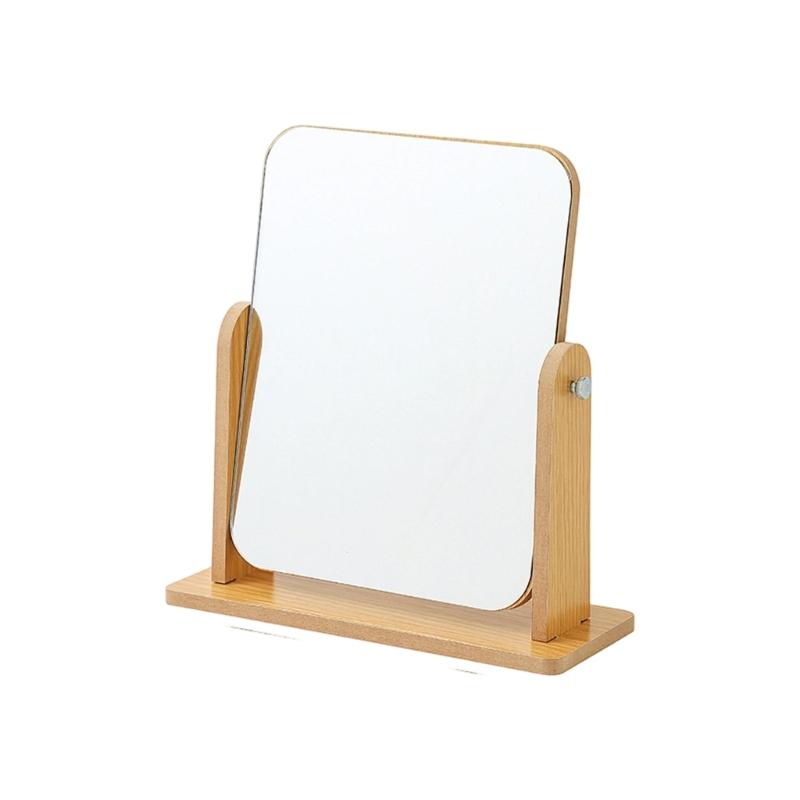 Rotatable Makeup Mirror with Wooden Stand Desktop Makeup Mirror,Lovely Cosmetic Mirror Vanity Mirror for Womens Girls