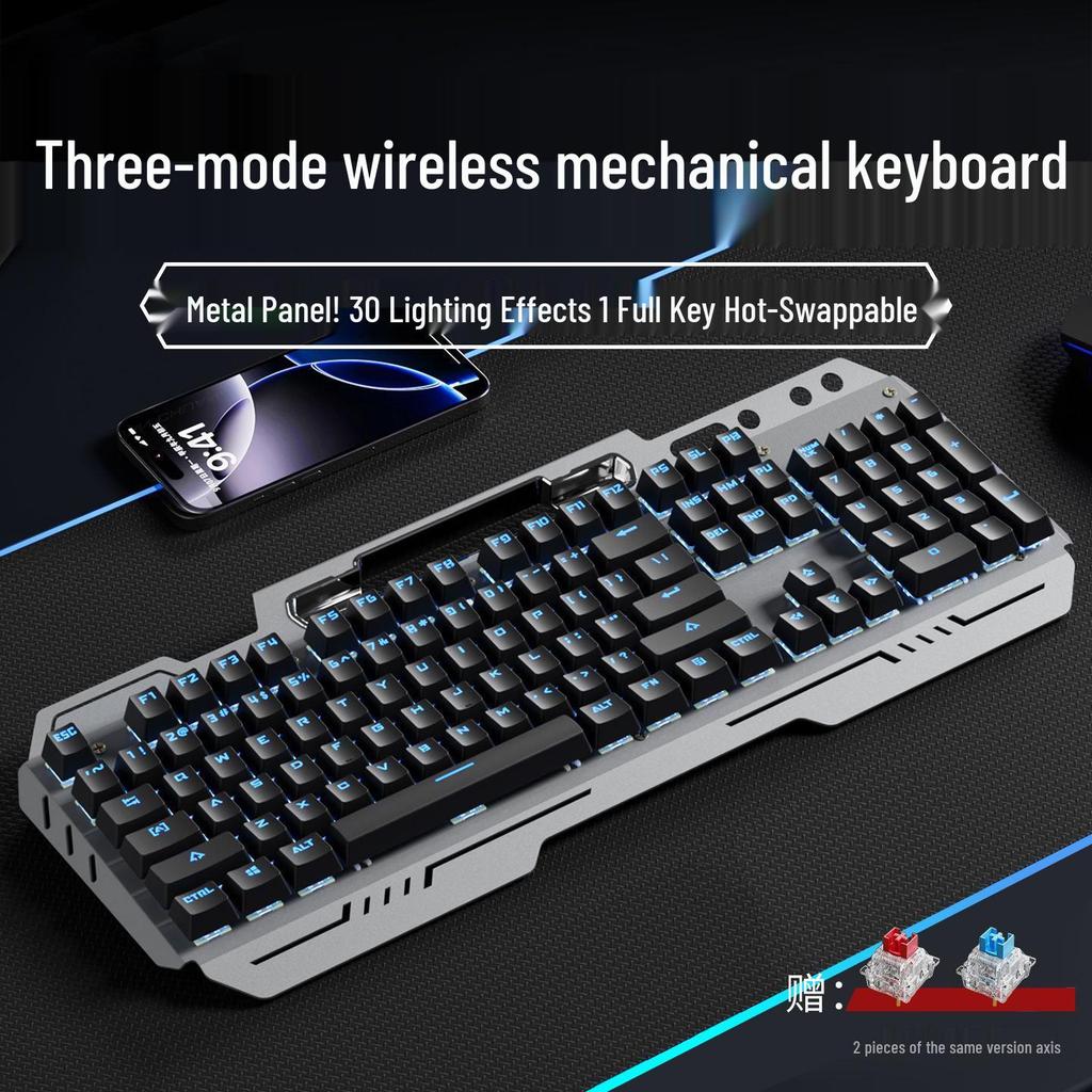 Bluetooth Игровой Набор для Киберспорта: Механическая клавиатура и беспроводная мышь с синими переключателями, три режима