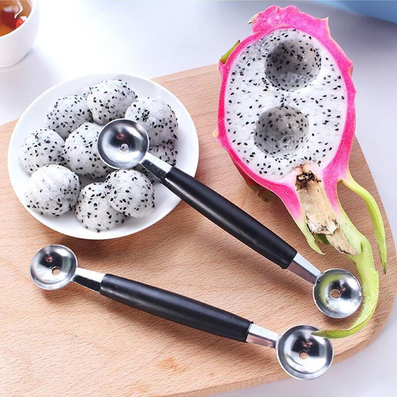 Fruit Spoon Digging Double Headed Stainless Steel Portable Multifunctional Melon Baller Scoop DIY Fruit Platter Ball Tool TMZ 4