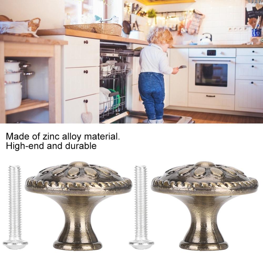 10 Set Solid Round Furniture Handle Antique Brass Door Pulls Cabinet Handle Home Decor
