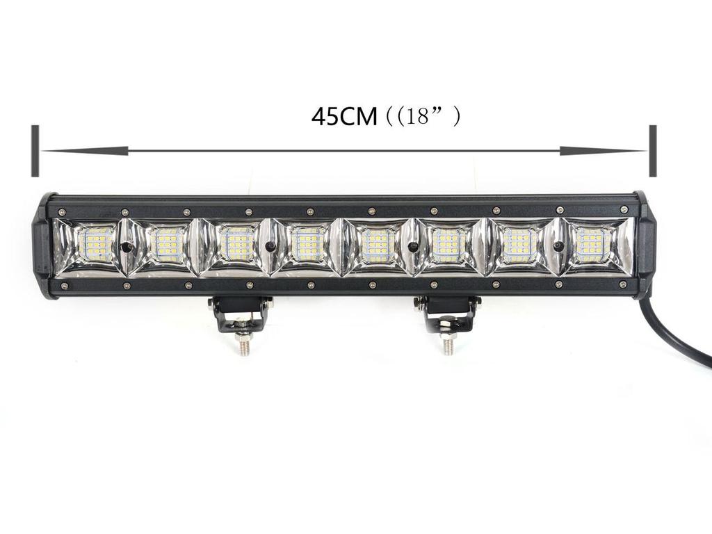 54W Single Row LED Flood Light Bar with Double Holes