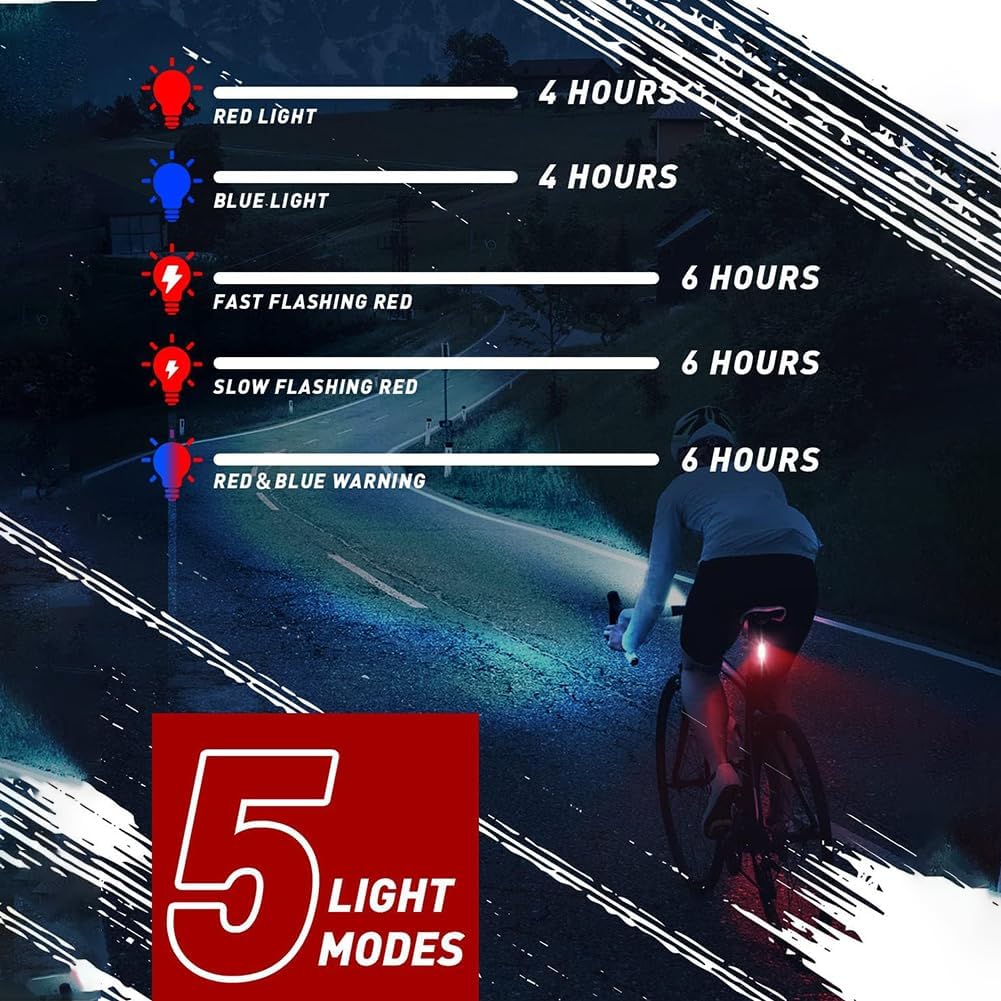 Bike Rear Tail Light USB Rechargeable Bicycle Taillight Ultra Bright Bicycle LED Safety Light Waterproof Cycling Taillight 5 Light Modes