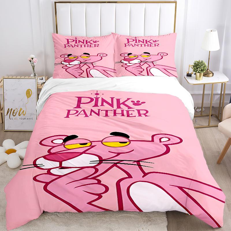 3Pcs Pink Panther Logo Bedding Sets For All Sizes New 3D Printed Bed Cover Comforter Duvet Cover Pillowcase Bedroom Decoration