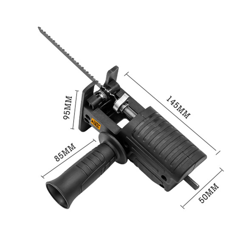 Portable Reciprocating Saw Adapter Multifunctional Electric Drill Modified Tool Attachment with Ergonomic Handle 3 Saw Blades for Wood Metal Cutting