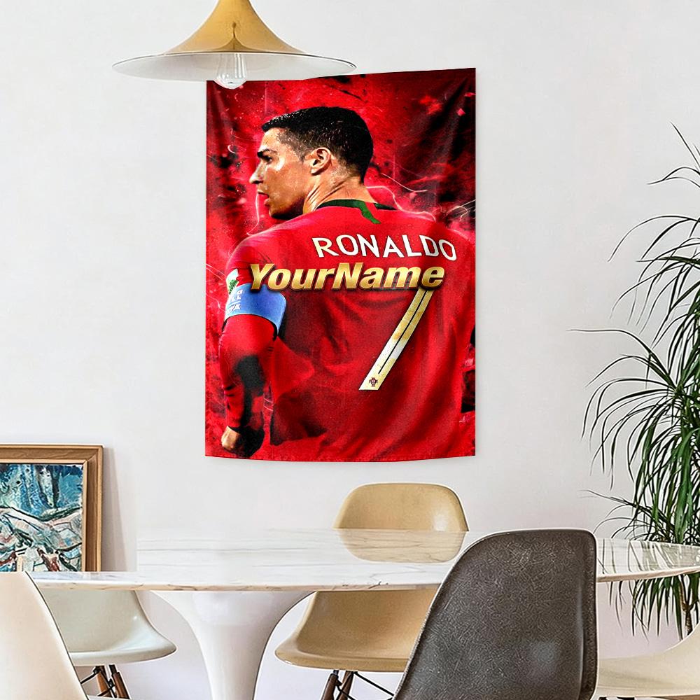 Cristiano Ronaldo Custom Your Name Wall Decor Tapestry Art For Pet Memorial Birthdaywedding Party Backdrop Family Gift