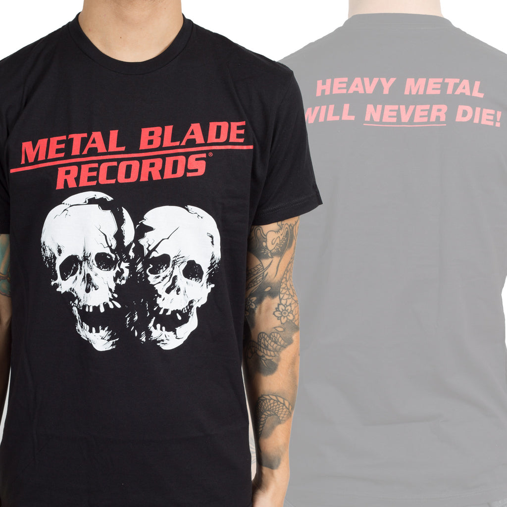 Bloody Skull Crossed Axes Graphic TShirt Metal Blade Records 40th Dark Metal Style Black 100 Cotton Unisex Tee