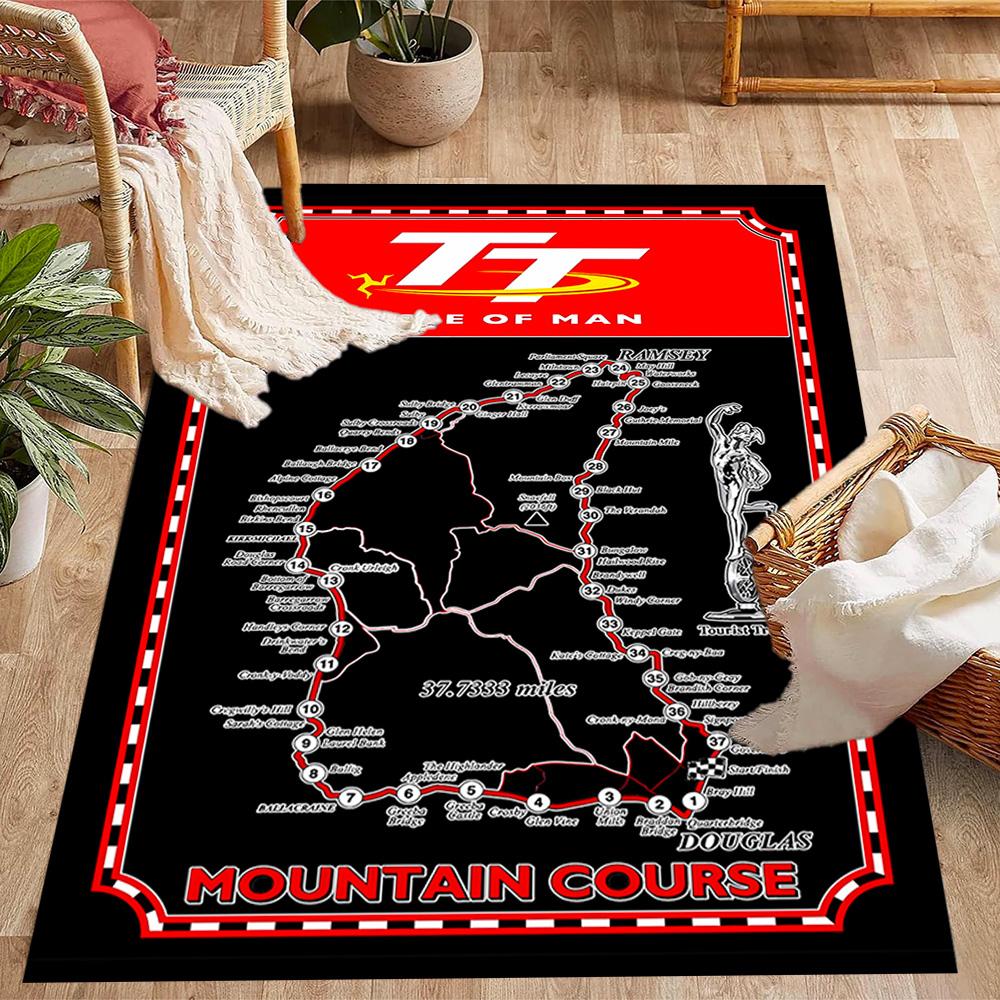 Антискользящие коврики на тему трассы Isle of Man TT - Полиэстер, для домашнего декора, подходят для спален, гостиных, прихожих, студий и в качестве декора