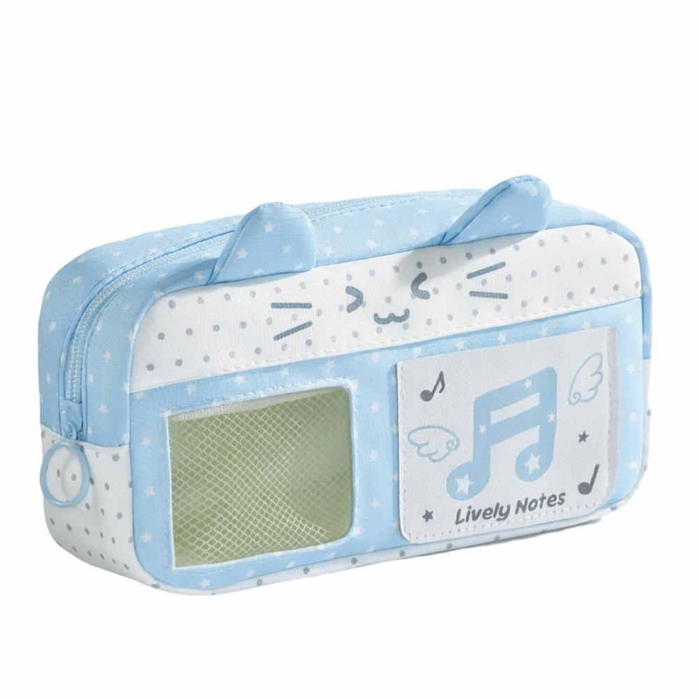 Clear Window 3D Cat Ear Pencil Case Music Note Star Music Pencil Bag Daily Study