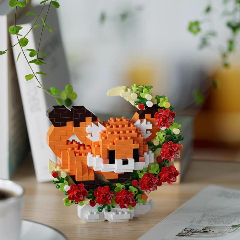 Пылезащитная крышка для строительных блоков, совместимая с LEGO: Игрушка-горшок для сборки цветка гибискуса ко Дню святого Валентина
