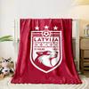 Artistic Latvia Football Team Crest Emblem Red Plush Blanket, Chunky Knit Throw for Sofa Nights, Soft Velvet Blanket for Lounging