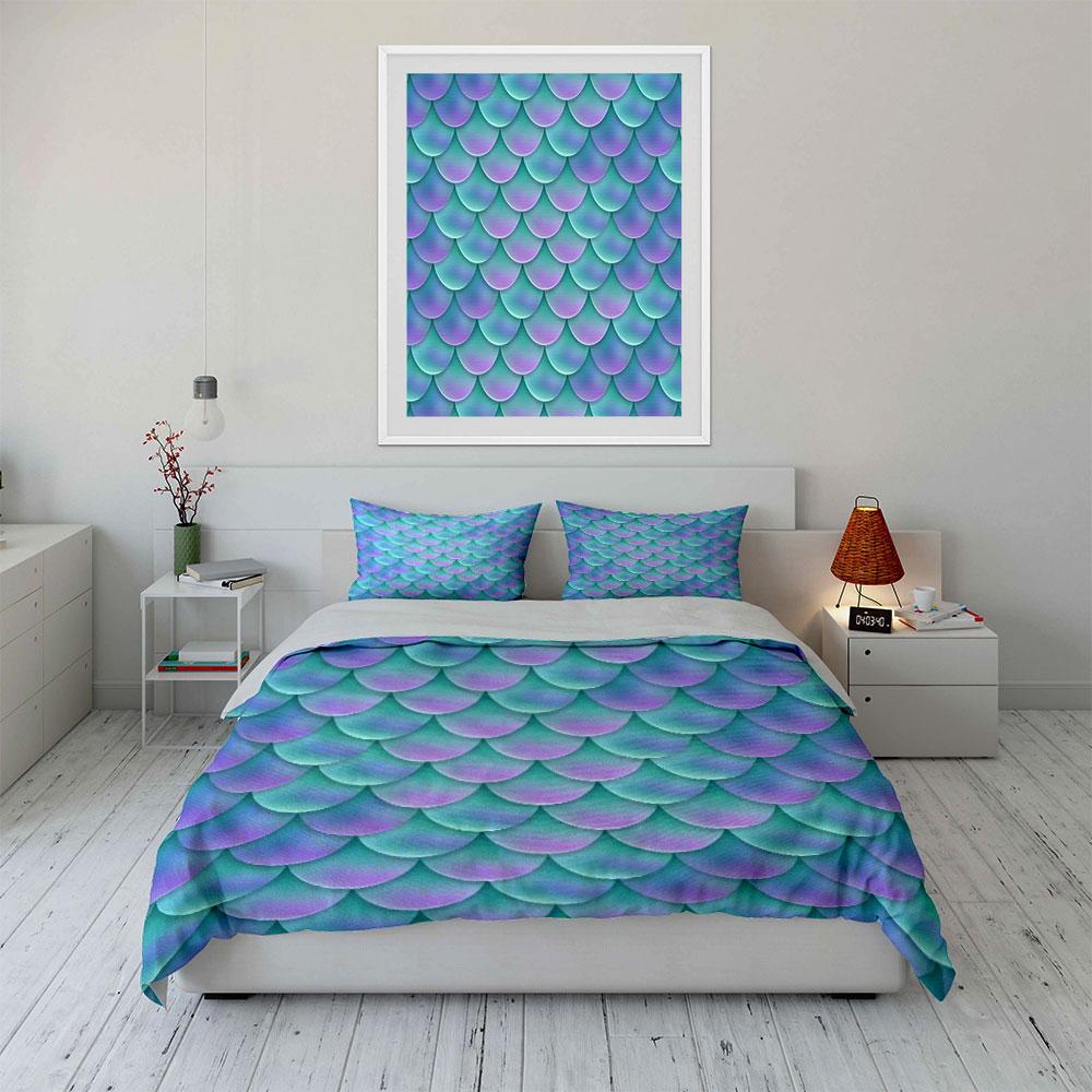 Mermaid Scale Bedding Set Bedding Duvet Cover Set Duvet Cover Pillowcases (1 * Duvet Cover 2 * Pillowcases, without duvet insert)