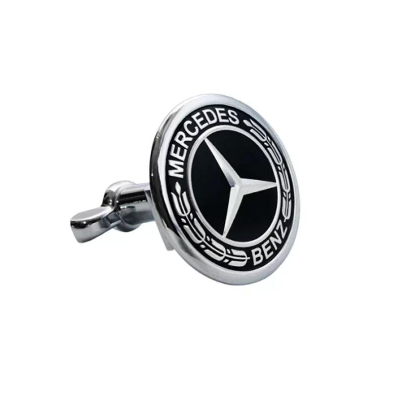 45mm Car Front Emblem Badge Modified Bonnet Chrome Hood Cover for Mercedes Benz W203 W204 C E S Class W210 W211 W220 FU3