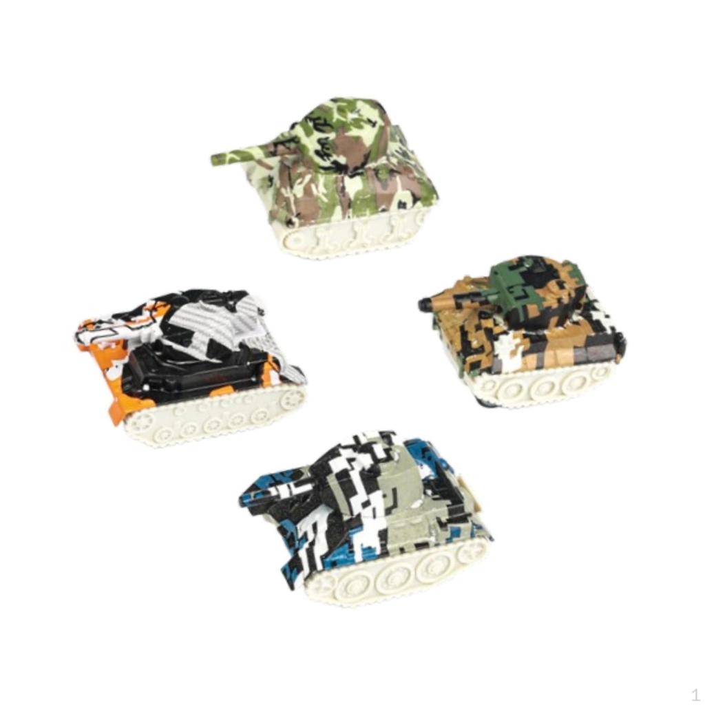 4 Pieces Toy Tank Model Alloy Metal Vehicles 1:76 Scale Playset DIY Ornament Armored