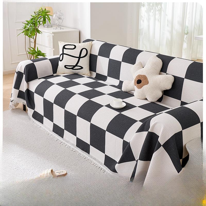 Высококачественный вафельный универсальный чехол для дивана «Шахматная доска», тканевый цельный чехол для дивана, универсальное одеяло для дивана, универсальное одеяло на четыре сезона