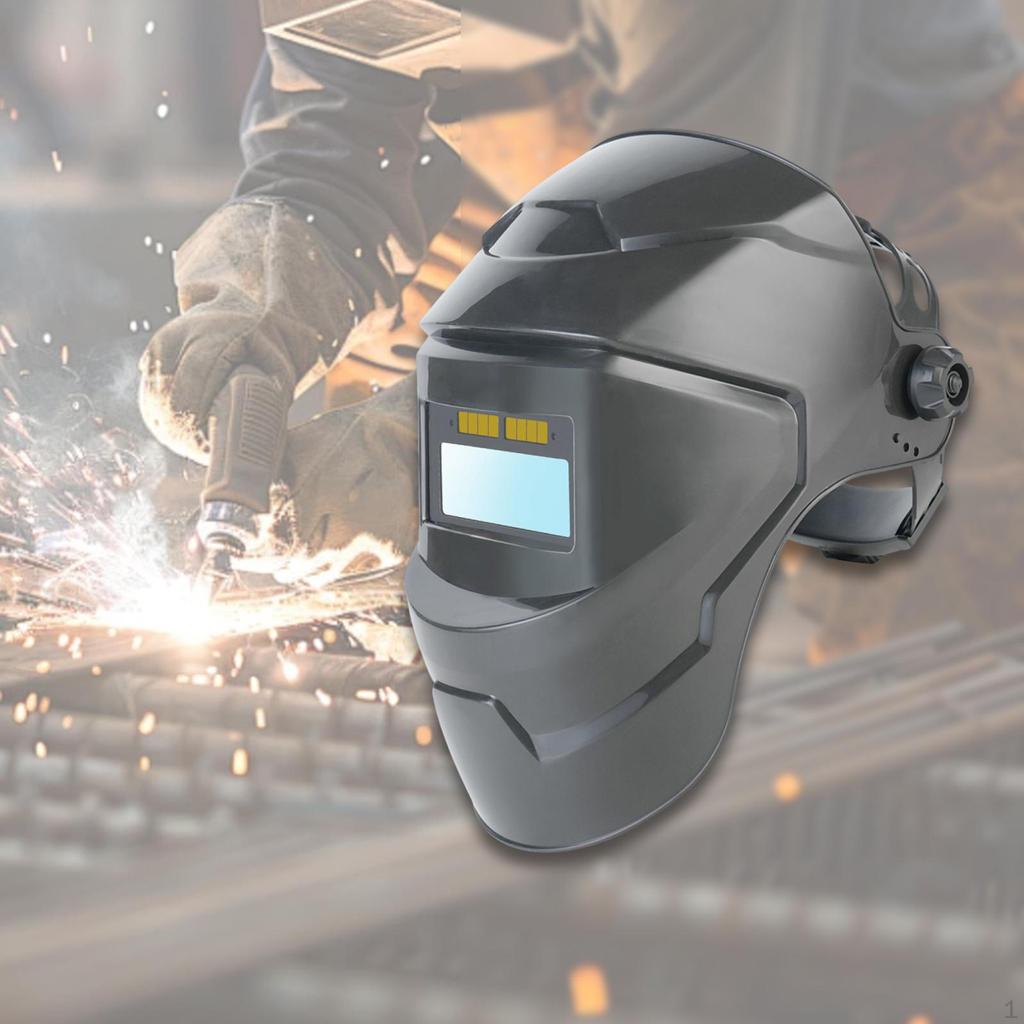 Сварочная маска с автоматическим затемнением, эргономичная, с регулируемым углом наклона и широким обзором на 180 градусов.