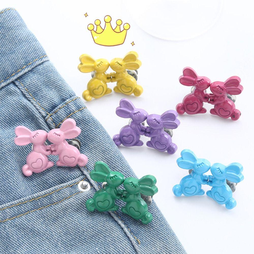 Holding Hands Heart Rabbit Pants Button Tightener Jean Buttons for Loose Jeans Waist Accessories