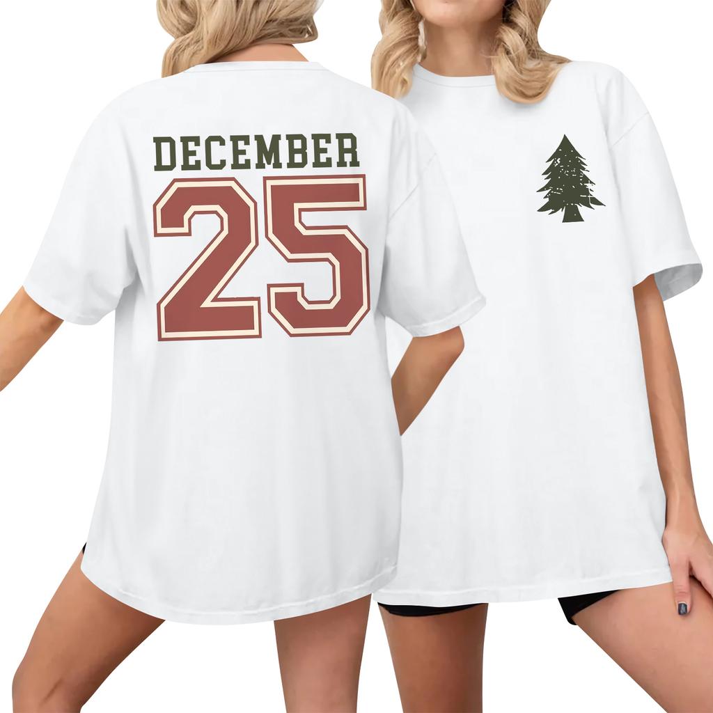 Women's Casual Printed T-Shirt Round Neck Pullover Short Sleeve Top