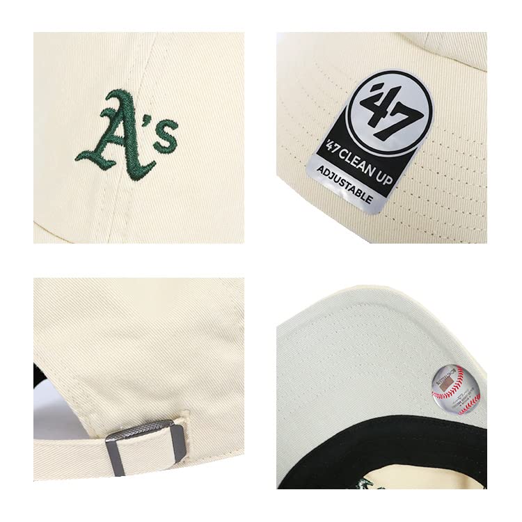 Кепка 47 Brand MLB Мини-логотип Низкая кепка Clean Up Base Runner Oakland Athletics Натуральный кремовый BSRNR18GWS Женская Мужская