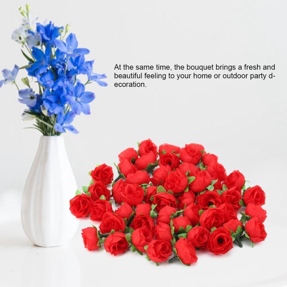 50pcs Champagne Color Fake Flower Heads 1.2 Inch Diameter Artificial Rose Heads Bouquet Decor