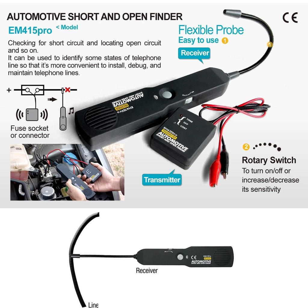 1PC EM415Pro Automotive Electrical Open&Short Finder Circuit Tester DC 6-42V Car Repair Cable Circuit Wire Tracker Diagnostic Tools