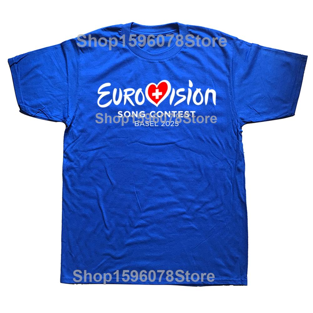 Funny Eurovision Song Contest BASEL 2025 Graphic T-shirts Men Women's Fashion Casual Tshirt 100% Cotton Loose Oversized T Shirt