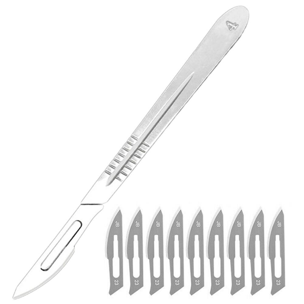 Нержавеющая сталь 1 ручка скальпеля 10 лезвий скальпеля стерильные