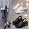 Summer High-heeled Sandals Women's Fashion Outer Wear Wedge Soft Leather Thick-soled Fish Mouth Sandals