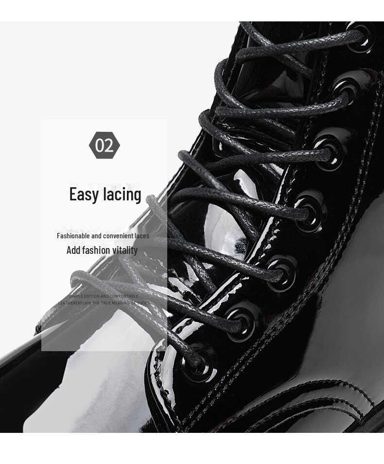 COS Men's Genuine Leather British Style Height-Boosting 10cm Motorcycle Martin Boots