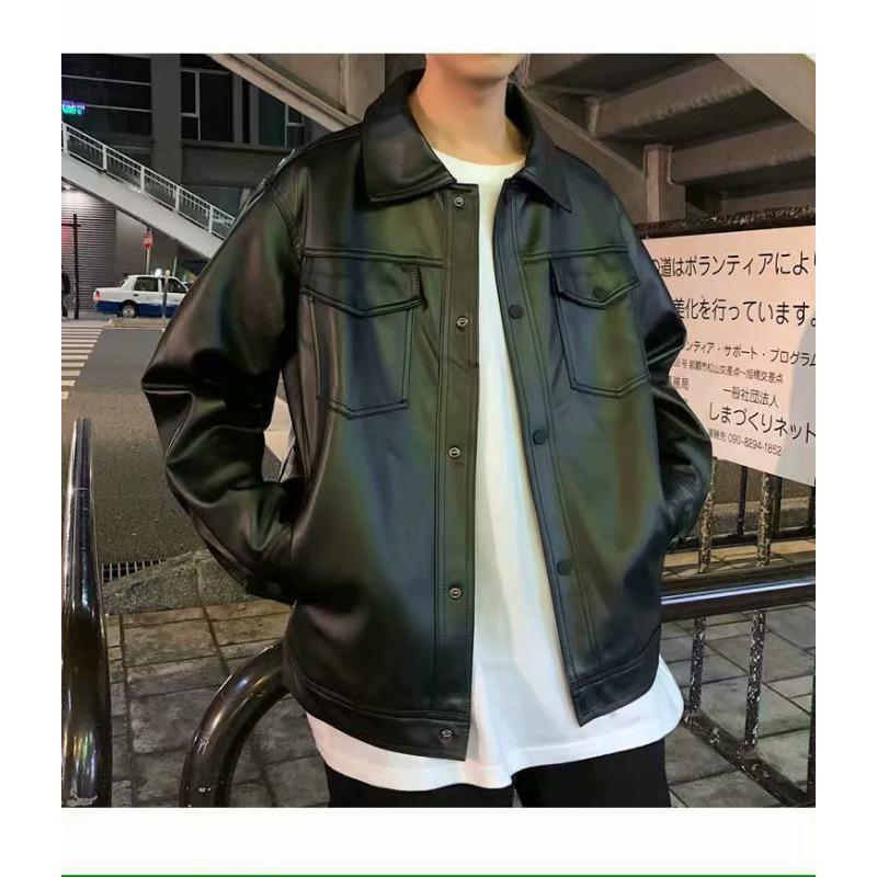 Весна Осень Новая Свободная Кожаная Куртка Мальчики Красивая Модная Брендовая Мотоциклетная Куртка Корейская Модная Уличная Куртка