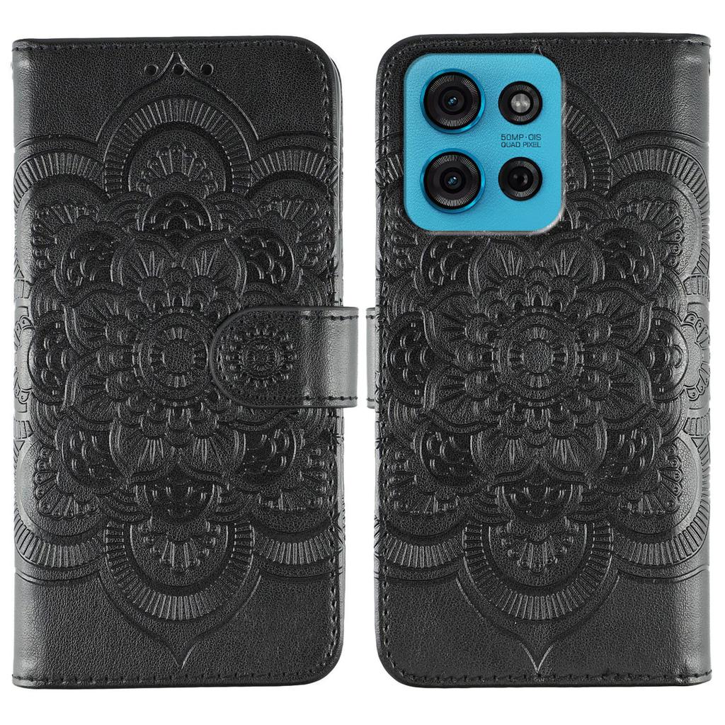 Для Motorola Moto G75 5G Чехол из ПУ кожи с тисненым дизайном мандалы Чехол-кошелек для телефона