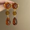 Длинные серьги-капли янтаря, серьги в стиле ретро-корт, винтажные средневековые серьги высокого класса для женщин