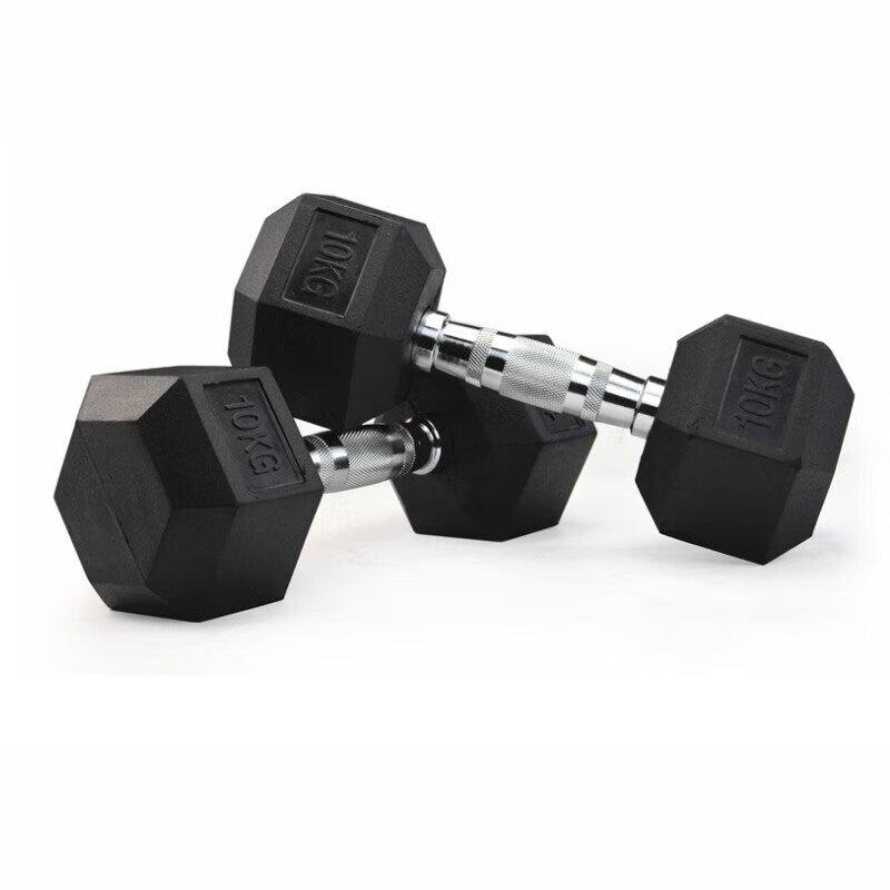 Rubber-Coated Hex Dumbbell Set with Rack