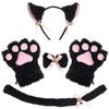 Cat Cosplay Costume Set Kitten Tail Ears Collar Paws Gloves Kit for Halloween