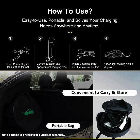 TAYSLA Household Electric Car Charger 16A MAX 220V Portable EV Charger TYPE 2 IEC 62196 Charging Cable for Electric Vehicle Car