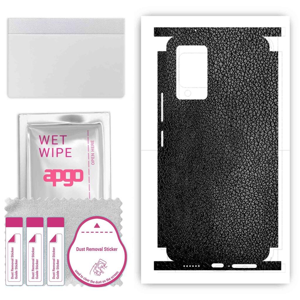 apgo Protective Skin Sticker for the Back+sides Compatible with Vivo V21, Full Wrap Film, Foil, Vinyl - Pattern Black Leather