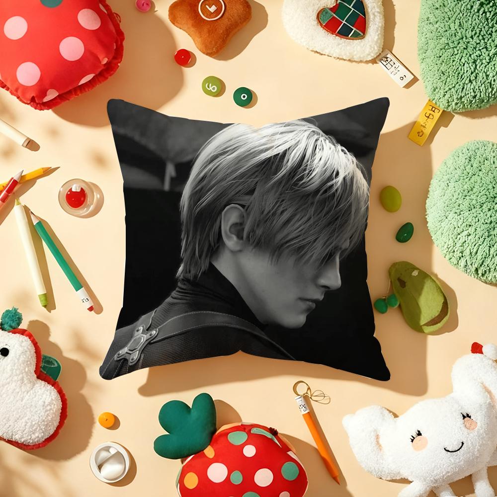 L-Leon K-Kennedy Cushion Cover Plush Fabric Soft Double-Sided Printed Sofa Warm Winter Home Gift Pillow Cover