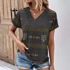 Fashion Women's T-Shirts Fashion Tops V-Neck Floral Print T Shirt Female Short Sleeve Top Casual Tees Summer Oversized Clothing
