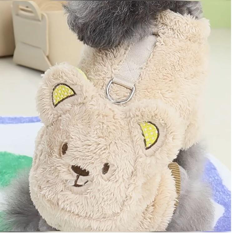 Комбинезон для щенков с дизайном медведя, зимняя теплая одежда для собак для маленьких собак