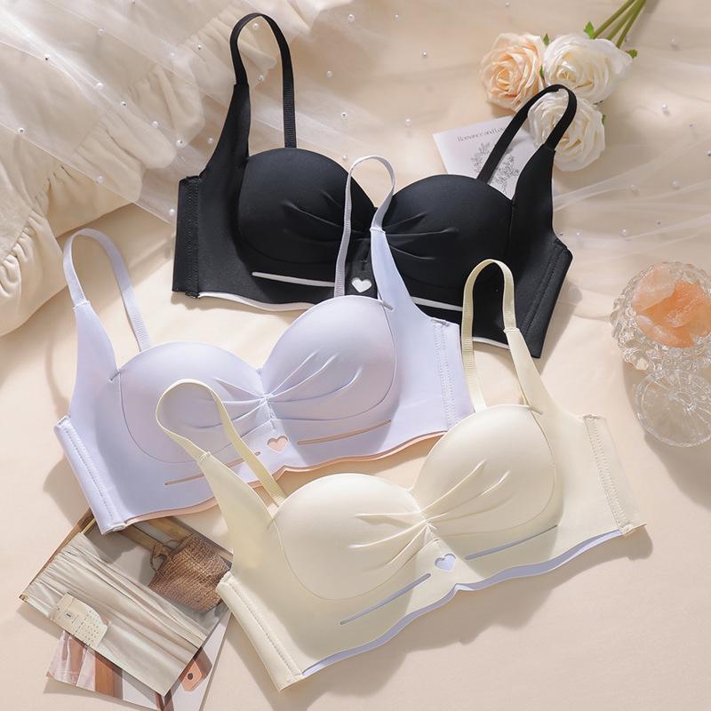 Cartoon Chest Uplift Wire-Free Seamless Half Cup Padded Bra for Small Busts