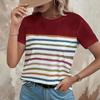 Summer Women Fashion Striped T-Shirt Holiday Tops 3d Print Shirt Harajuku Female Shirt Loose Set Head Short-Sleeved Clothing
