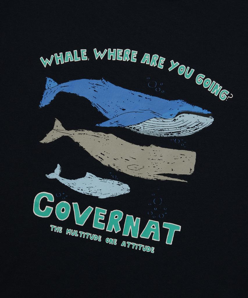 COVERNAT Cool Cotton Whale Graphic T-Shirt Navy