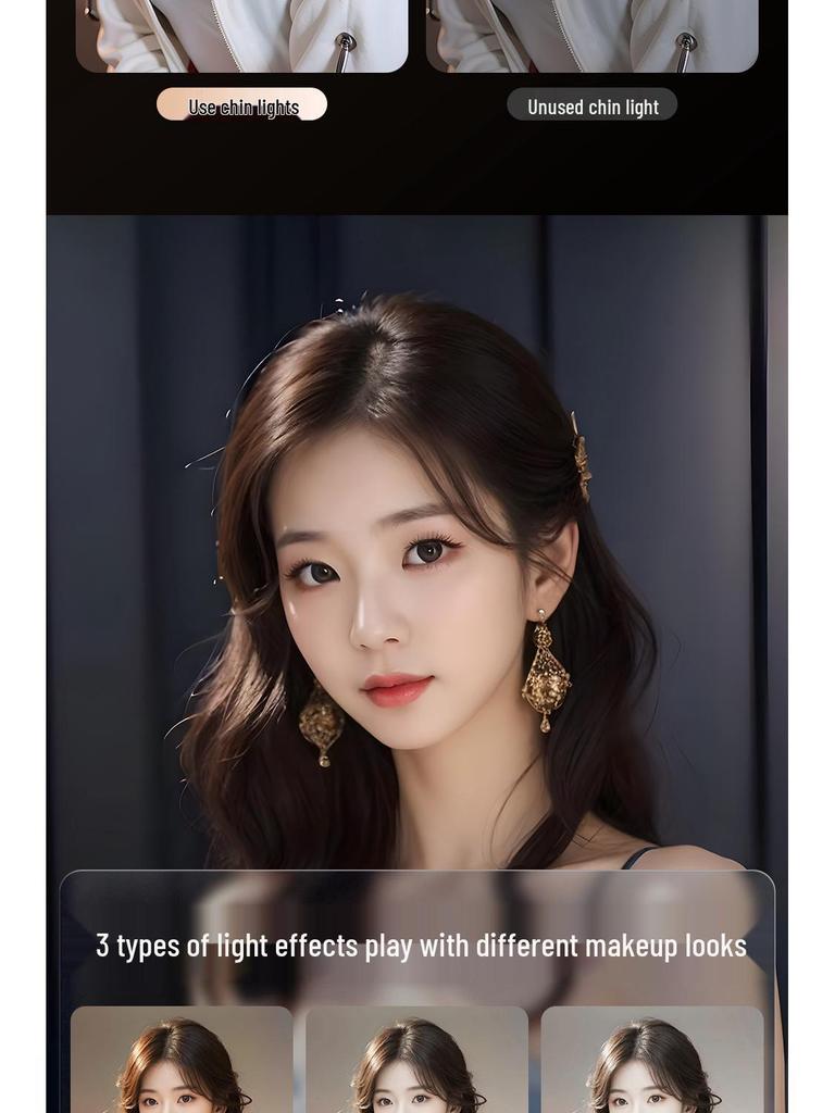 Прямая трансляция Заполняющий свет для подбородка для женщин: Осветляет лицо, разглаживает носогубные складки, подчеркивает линию подбородка