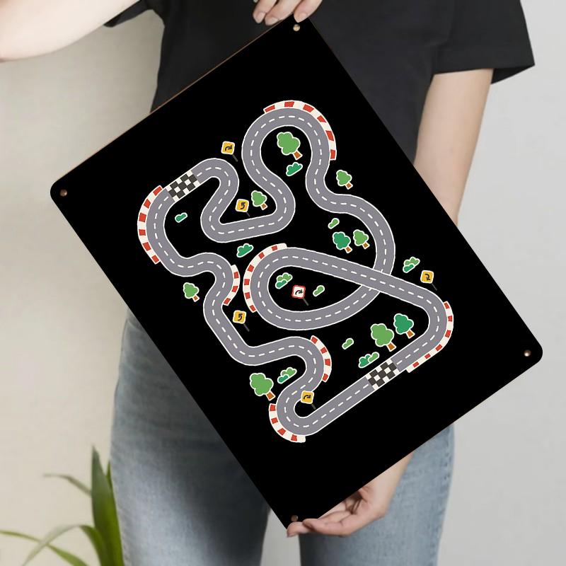 Creative Cartoon Race Track Metal Wall Art Kids Room Decor Vintage Home Decoration