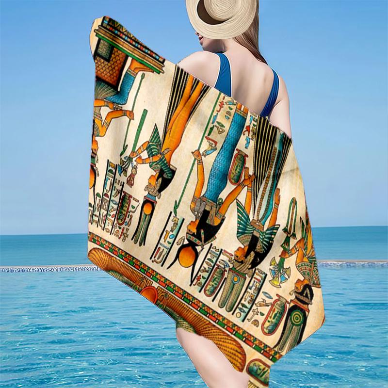 Egyptian Love Story Beach Towel, Super Soft Microfiber, Gift for Her/Him, Birthday, for Pool, Beach, Travel, Home Decor Fan gifts