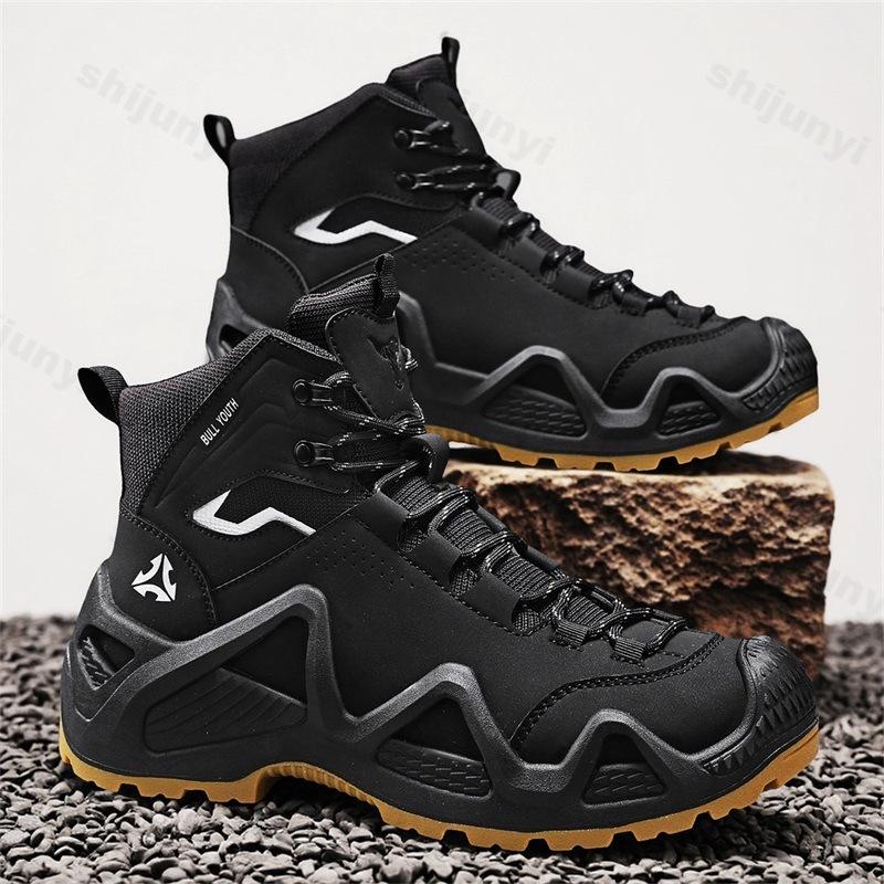 Men Tactical Boots with Straps 2025 Autumn Combat Training Straps Outdoor Hiking Breathable Shoes Multifunctional Motorcycle