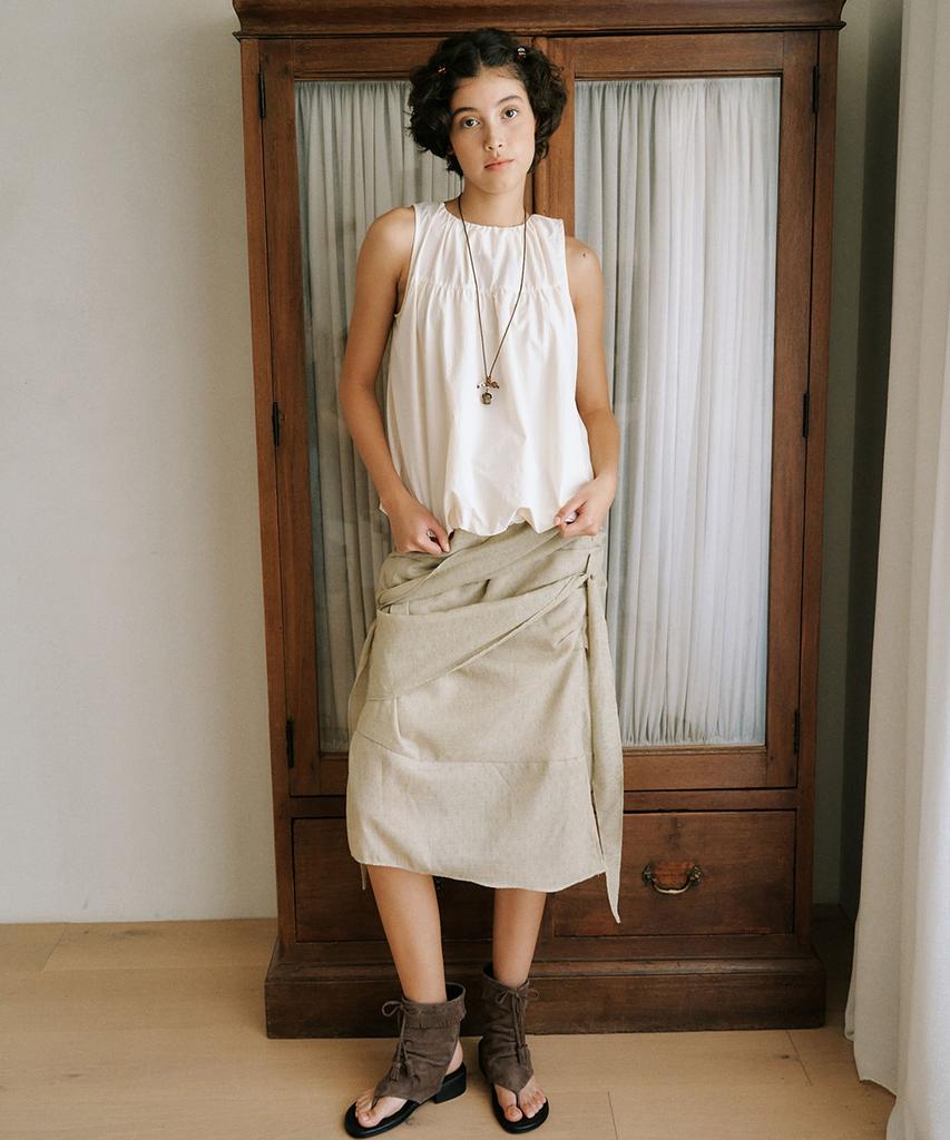 Auro Sandy Tie Skirt [ Olive ]